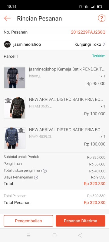 Jasmineolshop Kemeja Batik Pendek Torpedo