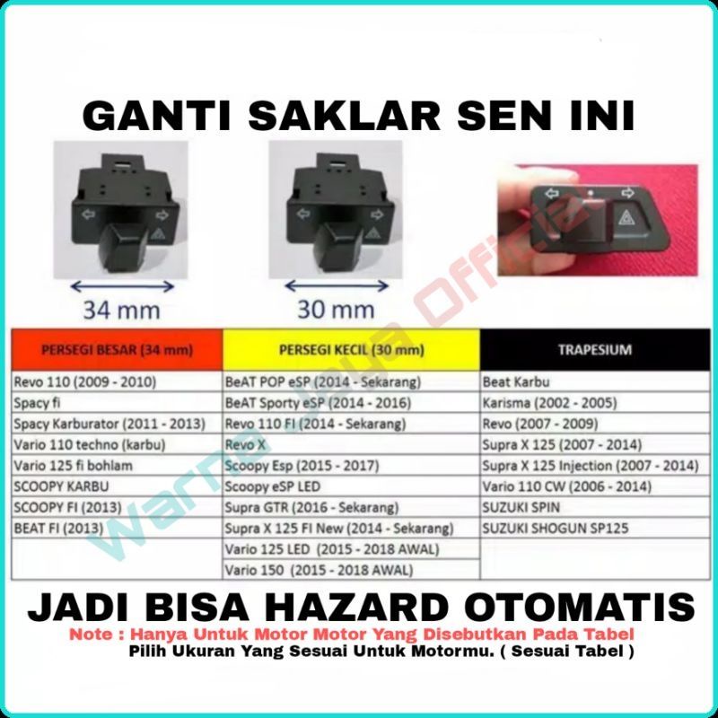 Saklar Sen Sein + Hazard Motor Vario Scopy Karisma Revo X Shogun Sp 125 Spin Skupi Cw Karbu Fi Esp B