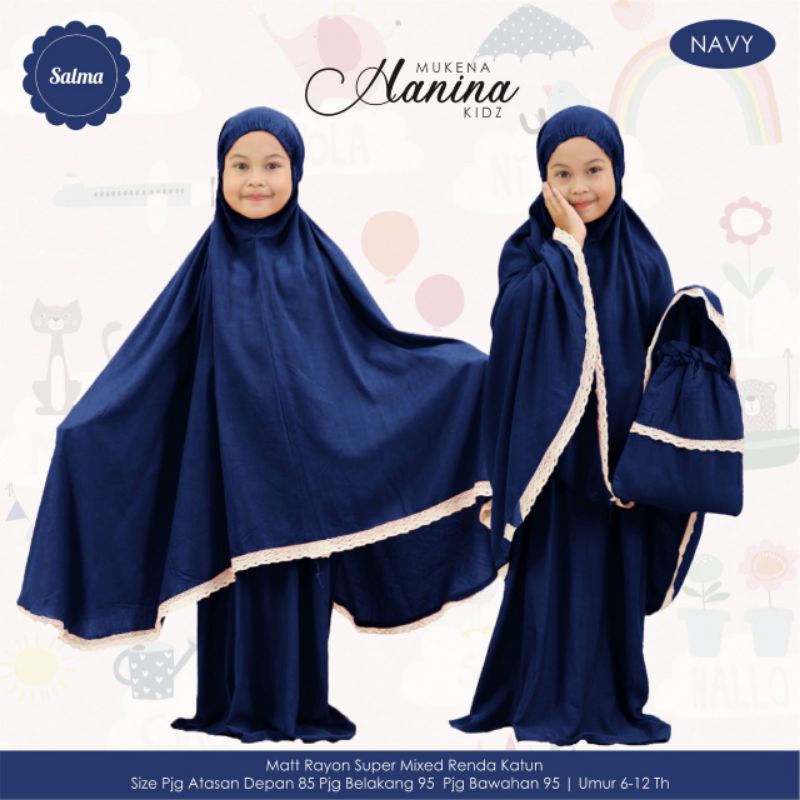 Hanina Mukena Kids - Mukena Kids - Mukena Anak - Mukena Rayon Anak - by Salma