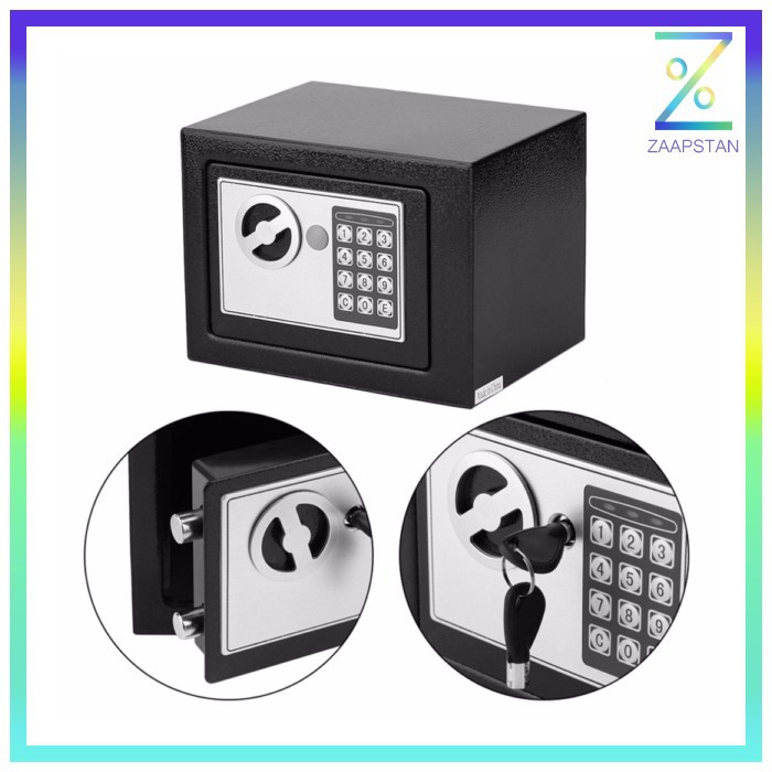 Brankas Mini Electric Password Safe Deposit Box 4.6L - 17E - Black