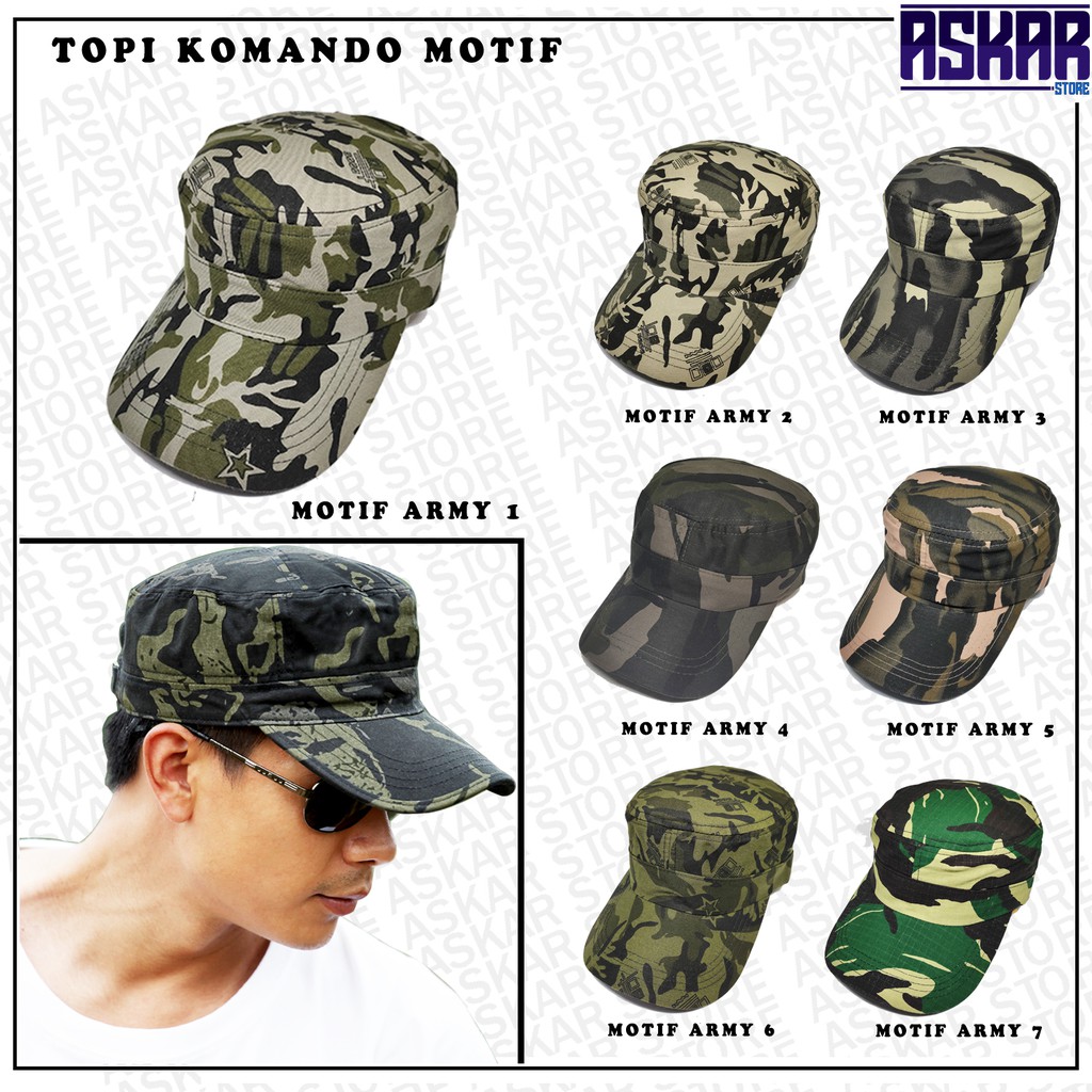 Topi komando dewasa pria motif army loreng tentara