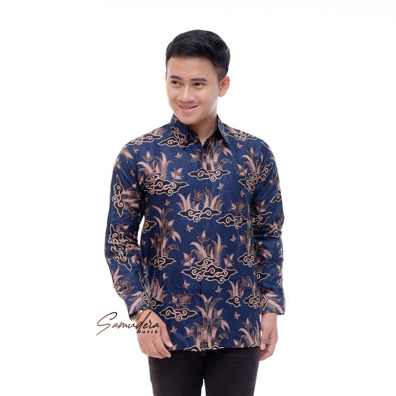 KEMEJA BATIK PRIA LENGAN PANJANG SIZE M L XL XXL  BSWART BatiK HRB026 Kenongo Hem Panjang Padi-Kmj Megamendung
