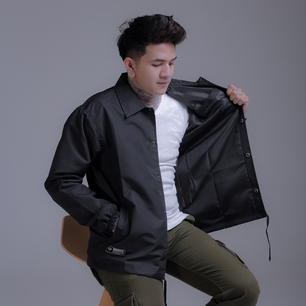 JAKET PARASUT COACH JUMBO BLACK CAT BY INDIGO