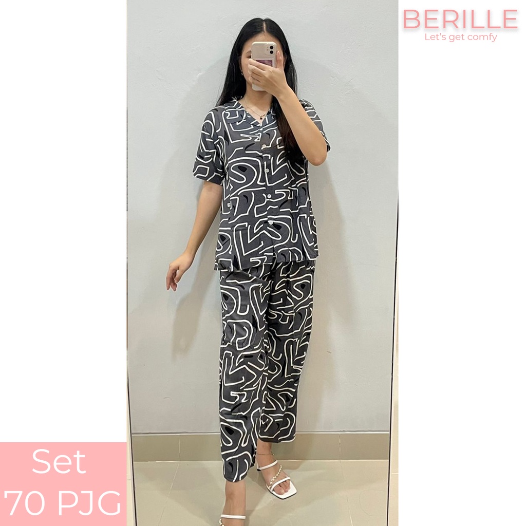 Piyama set Rayon Wanita / Setelan Piyama Wanita Motif / Piyama Rayon Viscose /  Piyama Motif Rayon Viscose Premium Termurah /Piyama Wanita Dewasa / Pajamas / Baju Tidur Wanita / Piyama setelan rayon viscose  (COD)-Set 70 PJG