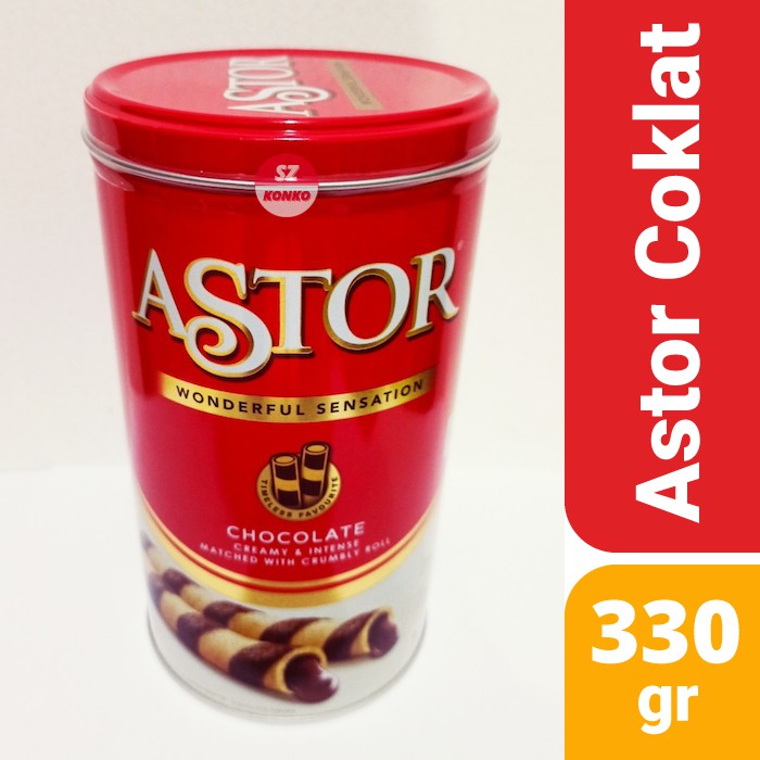 

ASTOR COKLAT KALENG 330 GR - Biskuit Wafer Roll Double Cokelat