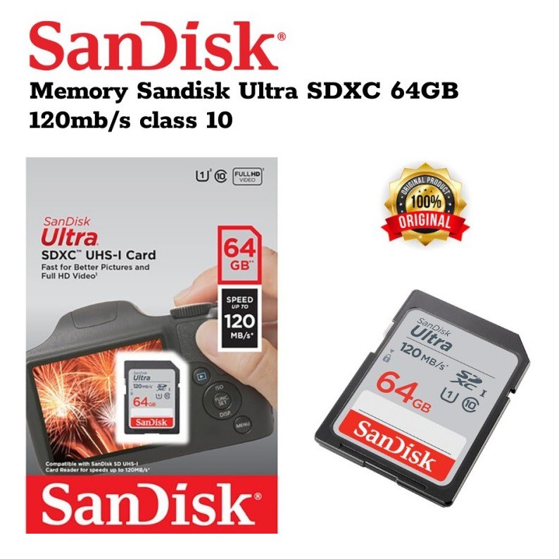 SD CARD 64GB 120mb/s Garansi 5 thn Sandisk Memory Kamera SDCARD SDXC