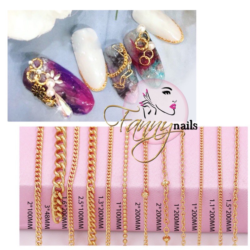 nail chain chains nail rantai gold metal nailart nail charm swarovski acc nail