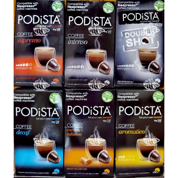 

Nespresso Compatible Podista Coffee Capsule Varian (Isi 10)