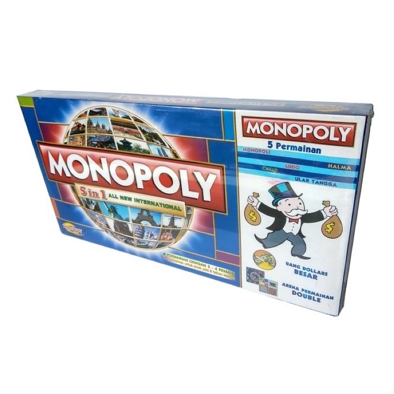 mainan monopoli set 5 in 1 free halma ludo catur ular tangga board game monopoly set multi fungsi