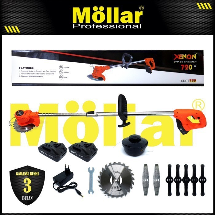 XENON MOLLAR GRASS TIMER CORDLESS 20V MESIN POTONG RUMPUT CAS BATERAI