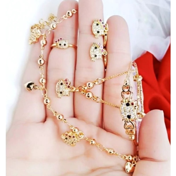 set perhiasan anak, set A2. set perhiasan titanium asli anti luntur anti karat,1 set perhiasan lengkap kalung gelang cincin anting,perhiasan wanita import