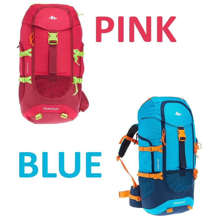 QUECHUA Tas Gunung / Carrier 40 Liter Pink Blue 100% ORI DECATHLON