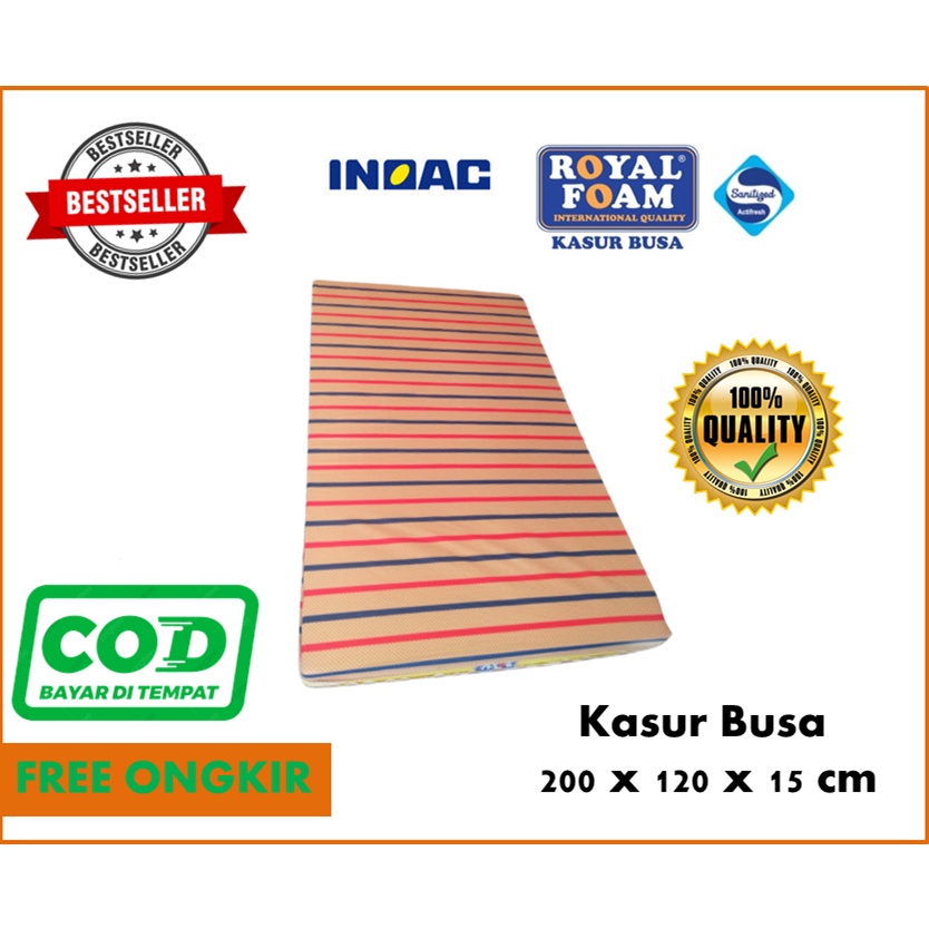 Kasur Busa Resleting ROYAL FOAM INOAC | Ukuran 200 x 120 x 15 cm - Garansi 15 Tahun