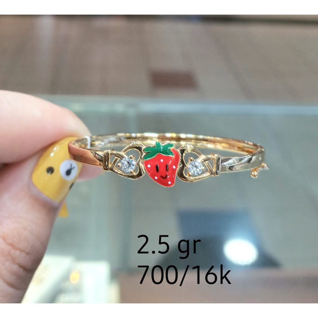 Gelang Anak Kaku Emas Strawberry Kadar 70% 2.5 Gram