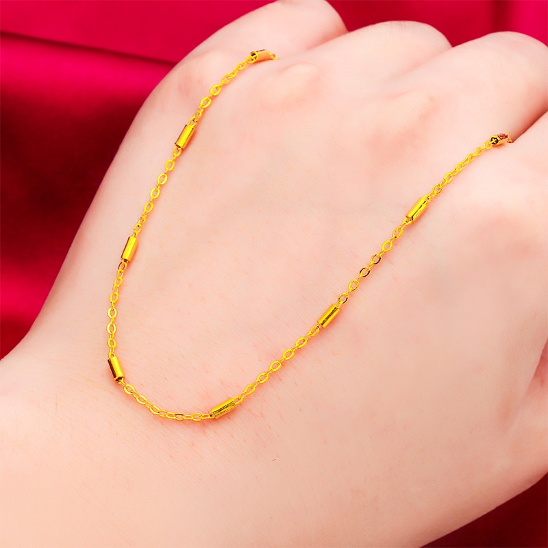 Kalung Rantai Tipis Lapis Emas Emas Asli Kadar 375Gaya Bangkok Untuk Wanita