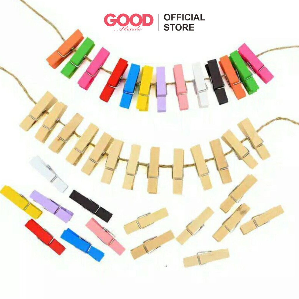 GOOD MADE [ 40PCS ] Wooden Clip Warna Warni 3,5cm Jepitan Foto Polaroid Penjepit Foto Polaroid