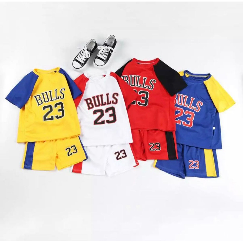 Setelan baju basket bull anak laki laki dan perempuan terbaru 1-5 tahun