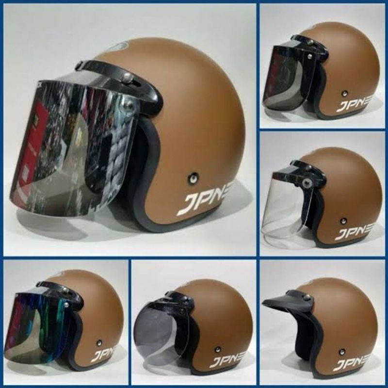 Jual Helm Jpn Arc Coklat Doff Dop Matte Brown Kaca Datar Cembung Bogo Injak Ws Retro Pet Zeus