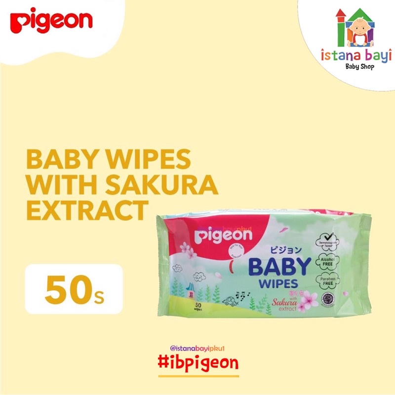 Pigeon Wipes Sakura 50 S - Baby Wipes / tisu basah bayi dan anak