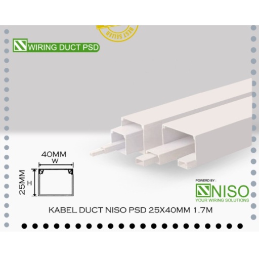 NISO KABEL DUCT 25 X 40 1.7 Meter /TRUNKING 25X40 DAK WIRING PROTEKTOR