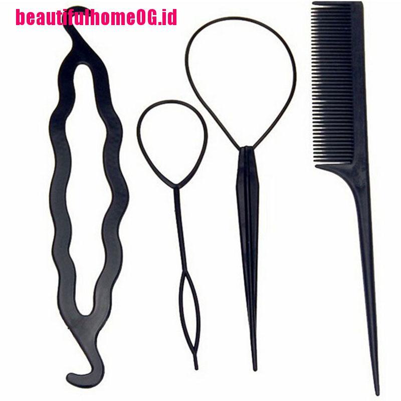 4pcs / set Klip / Jepit Rambut Wanita Untuk Membuat Model Sanggul / Kepang / Ponytail