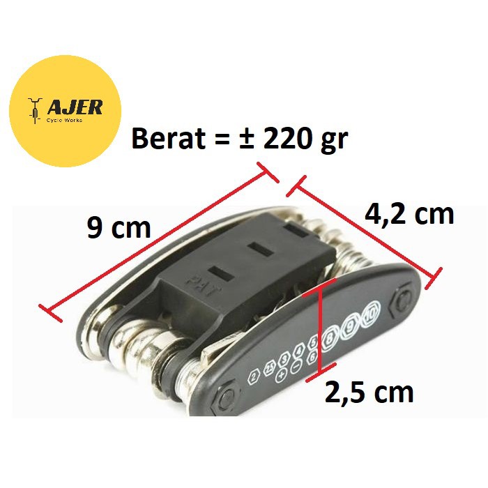 Kunci Alat Multi Tool Sepeda 16 in 1 set mini kit portable lipat kunci L Obeng Socket pas bicycle