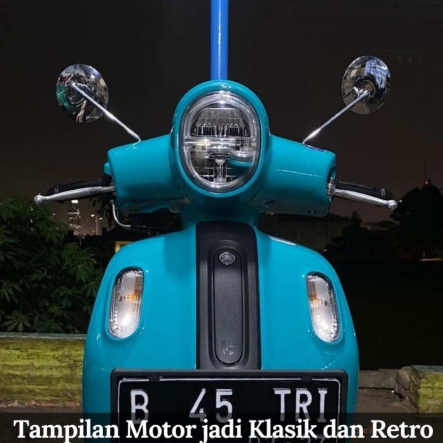 Spion Motor Fazzio Tangkai Panjang Full Chrome spion retro Model Bulat