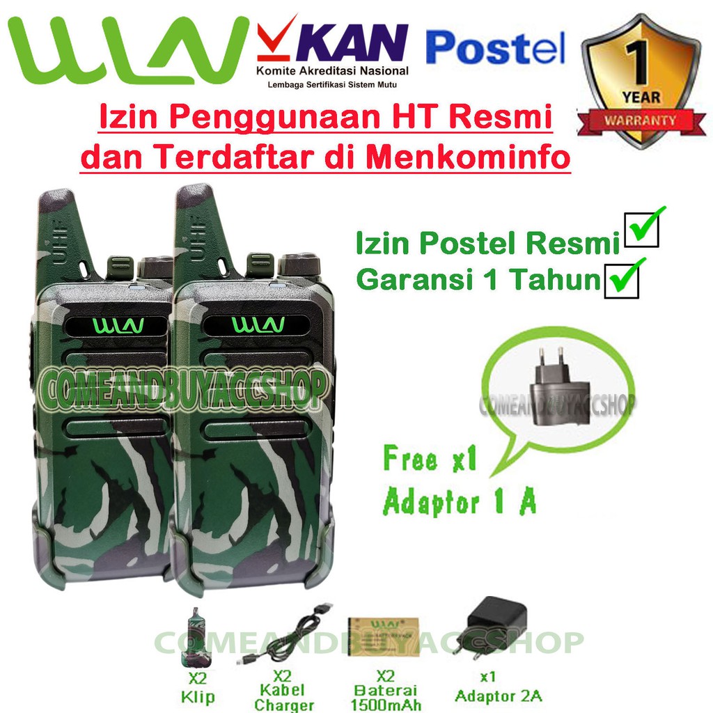 Walkie Talkie WLN HT Two-Way Radio KD-C1 -LORENG(ISI 2 PCS) Tanpa Dekstop-Batrai 1500 mAh