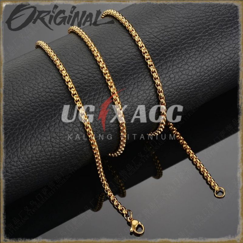 Kalung Rantai MCI Titanium Pria Anti Karat Wanita Gold Emas Model Rolo Kalung Monel Anti Karat Pria 