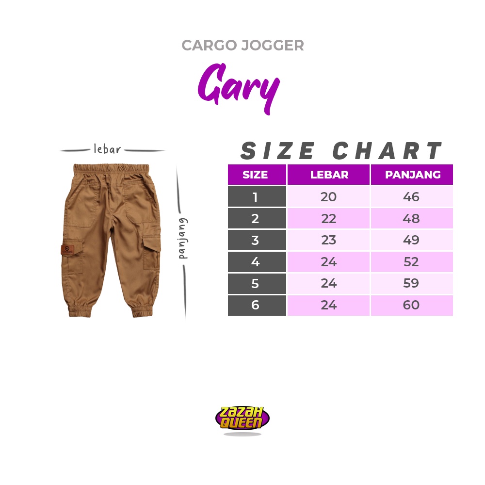 (1-6 Tahun) - Celana Panjang Anak Jogger Cargo Gary Unisex