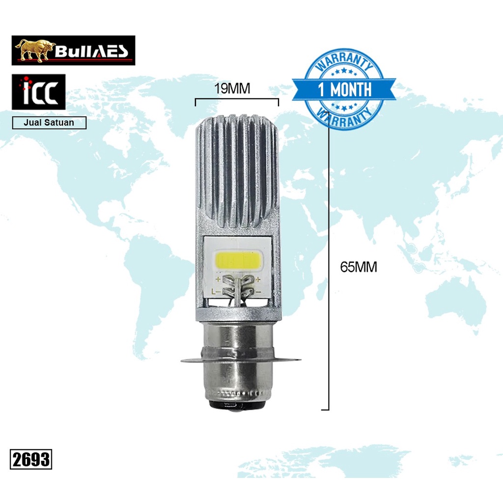 BOHLAM LED H6 COB 2 MATA GRIGI MERK ICC ORIGINAL POWER LED SKU-2693