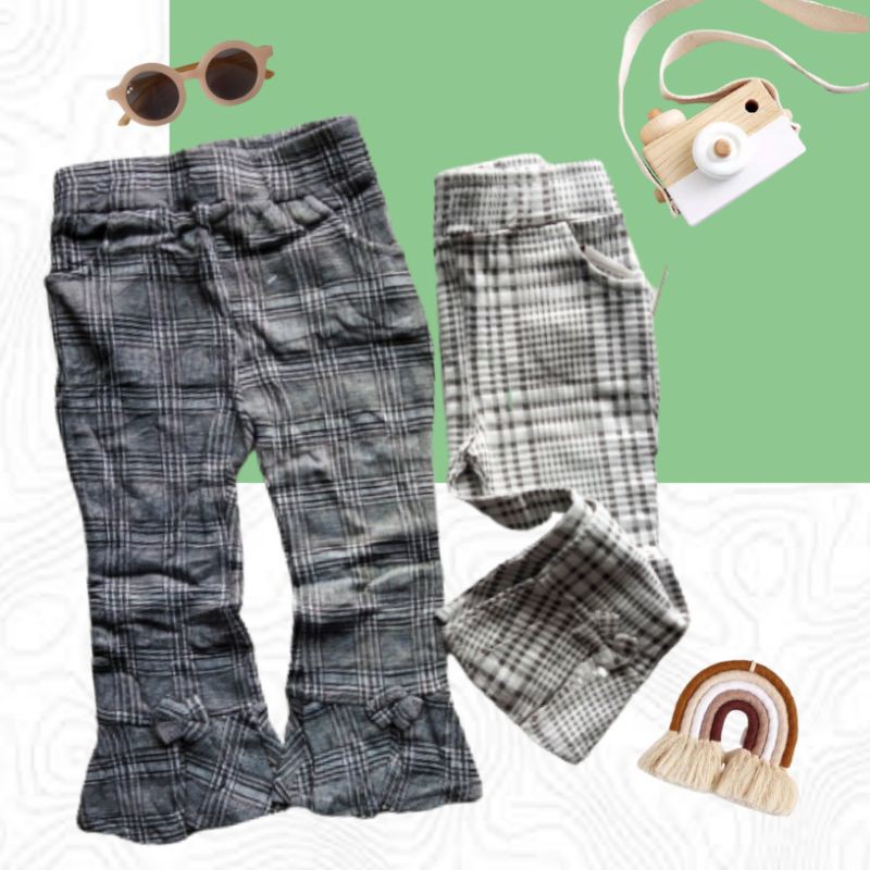 celana kotak kotak Zara cutbray anak perempuan impor / celana import murah