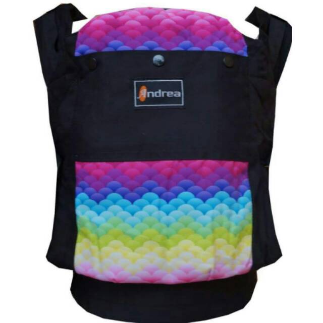Gendongan Bayi SSC Andrea Baby Carrier Standard Size Rainbow on Black
