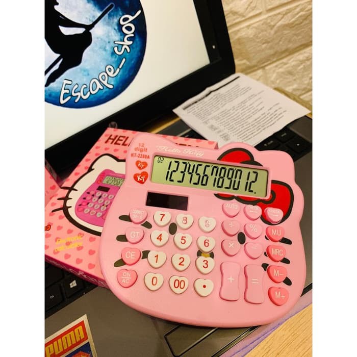 Promo Kalkulator Kepala Hello Kitty Pink 12 Digit - Calculator Hello Kitty Elegan