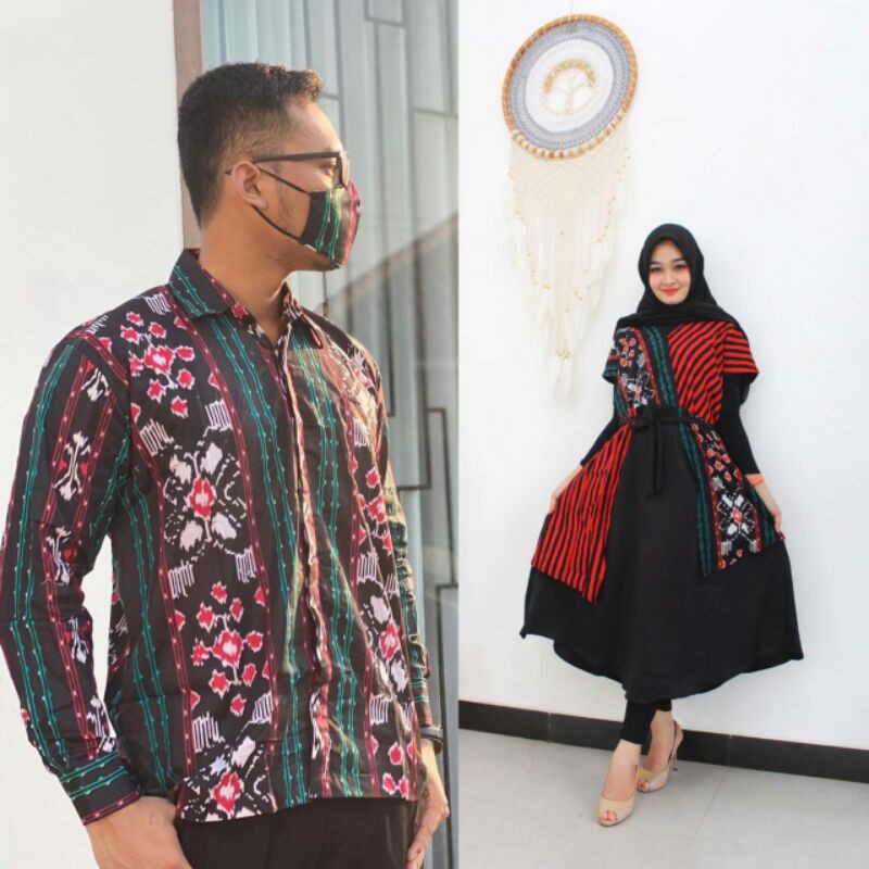 Couple dress etnik (sarimbit) dress batik brokat mix katun yunmah Motif