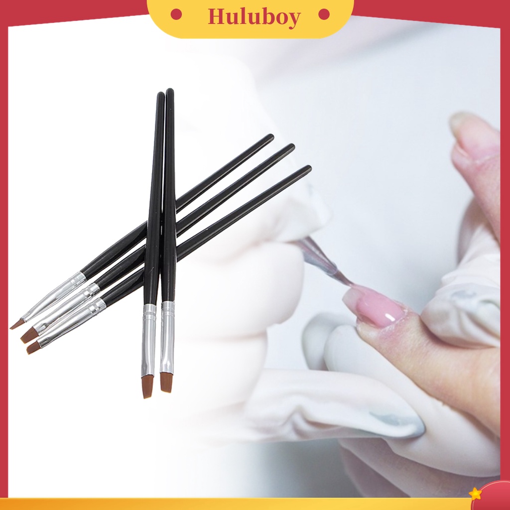 Huluboy Huluboy♡ 5pcs / Set Brush Nail Art Profesional Gagang Kayu Metal Anti Pudar Untuk Wanita