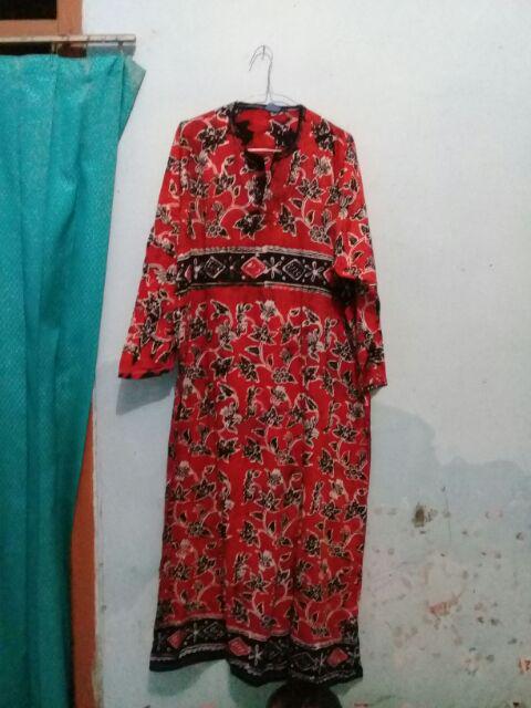 Gamis Batik Tuban Bahan Kaos Adem, Batik Cap