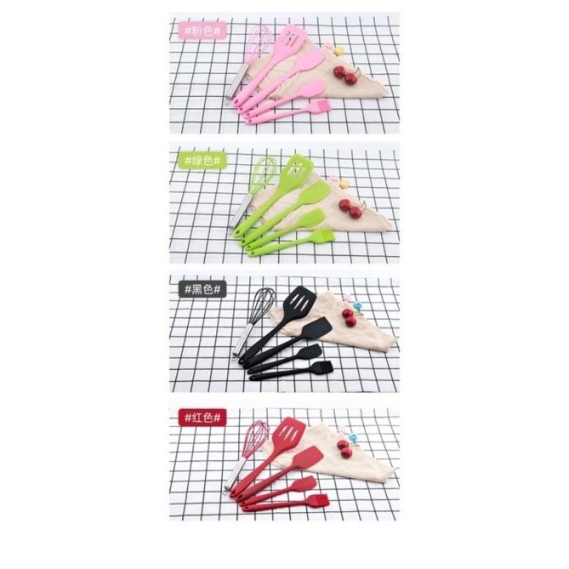 SPATULA SILIKON/KITCHEN TOOL SET/SPATULA SET 5 PCS/SPATULA SILIKON WARNA