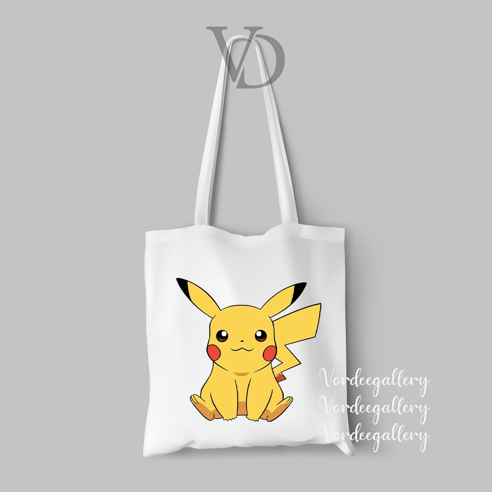 TOTE BAG BAHAN KANVAS pokemon / totebag anime jepang japan pikatchu / TAS BELANJA KEKINIAN