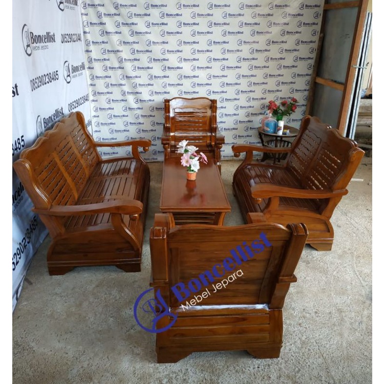 kursi tamu besar model gajah kayu jati asli Jepara