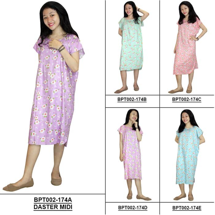 Daster Midi - Motif Bunga - (BPT002-174) Batik Alhadi - WARNA A