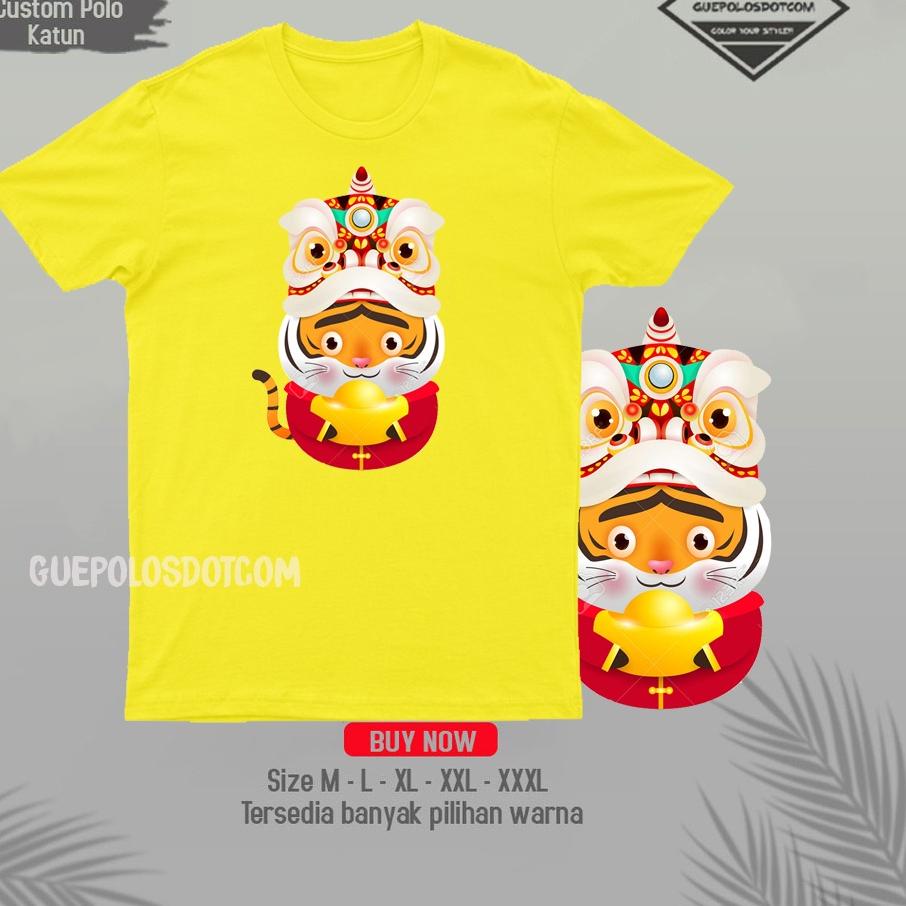 ✰ TSHIRT BAJU KAOS IMLEK 2022 harimau topi barongsai - KAOS GONG XI FA CAI FREE NAMA COUPLE FAMILY D