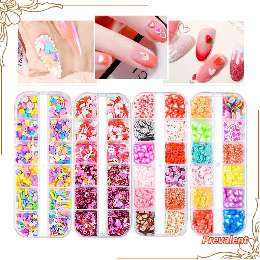 Stiker Nail Art 12 Pola 3D Bentuk Hati Warna-Warni Untuk Hari Valentine