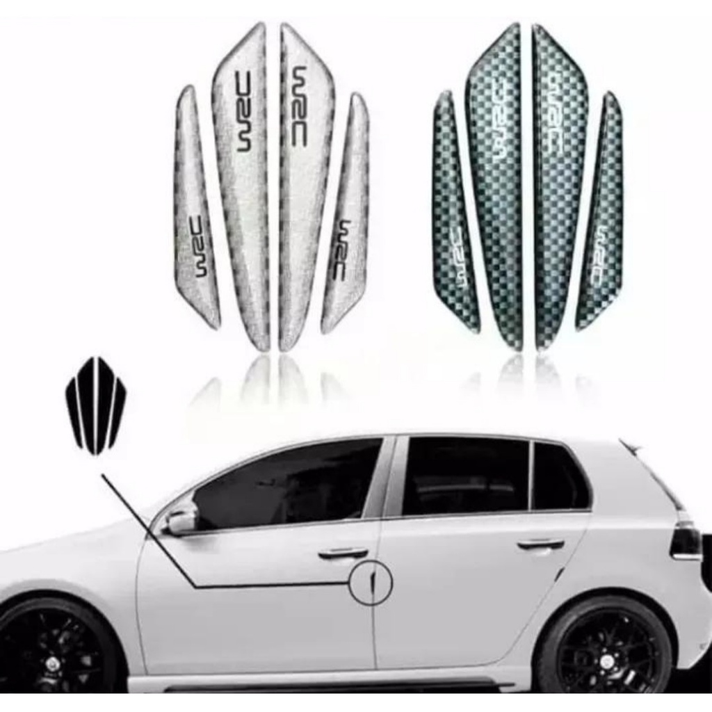 SILICON WRC Stiker Mini Bumper Silikon Carbon Pelindung Pintu Mobil Universal 4Pcs Original Murah