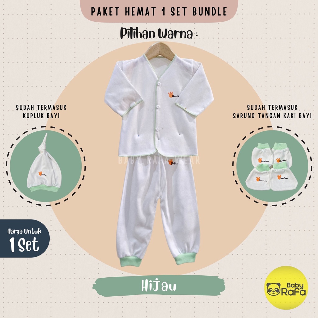 Paket Hemat 1 Setelan Baju Bayi Panjang 1 Topi Kupluk 1 Set Sarung Tangan dan Kaki Bayi merk NamNam