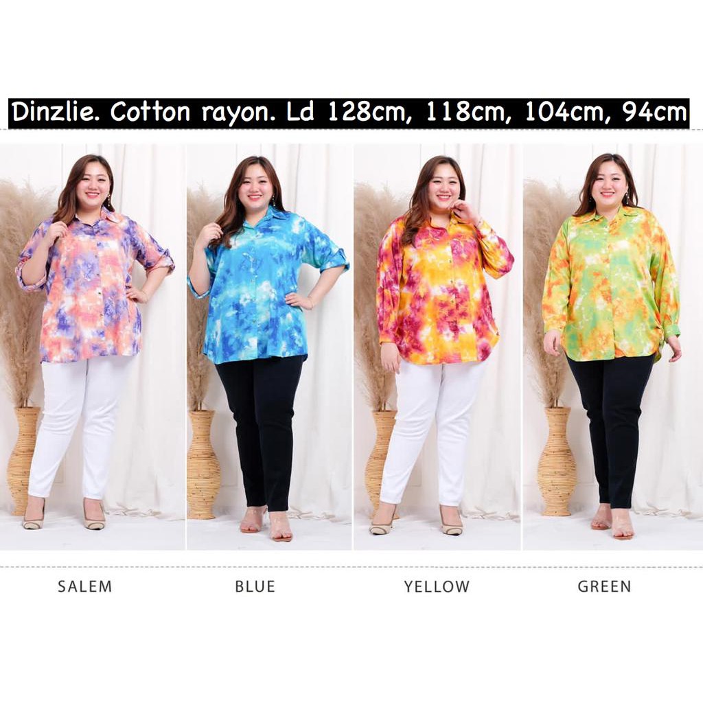 DINZLIE KEMEJA WANITA RAYON MOTIF TIE DYE TIEDYE