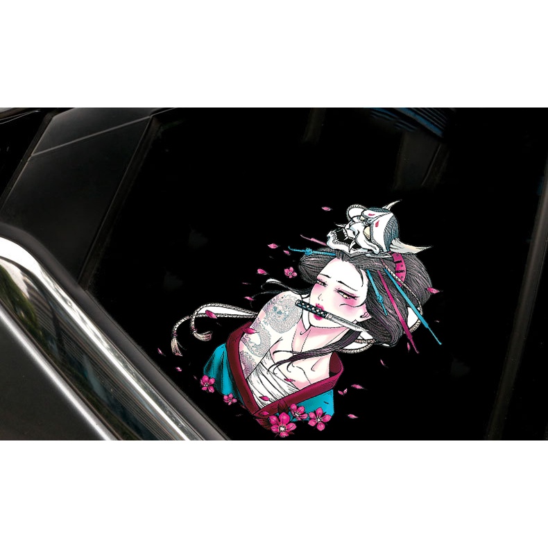 1pcs Reflektif Jepang Geisha Pesona Penutup Mobil Lecet Stiker Menggoda Jdm Mobil Pintu Jendela Stiker Motor Dekorasi Decal