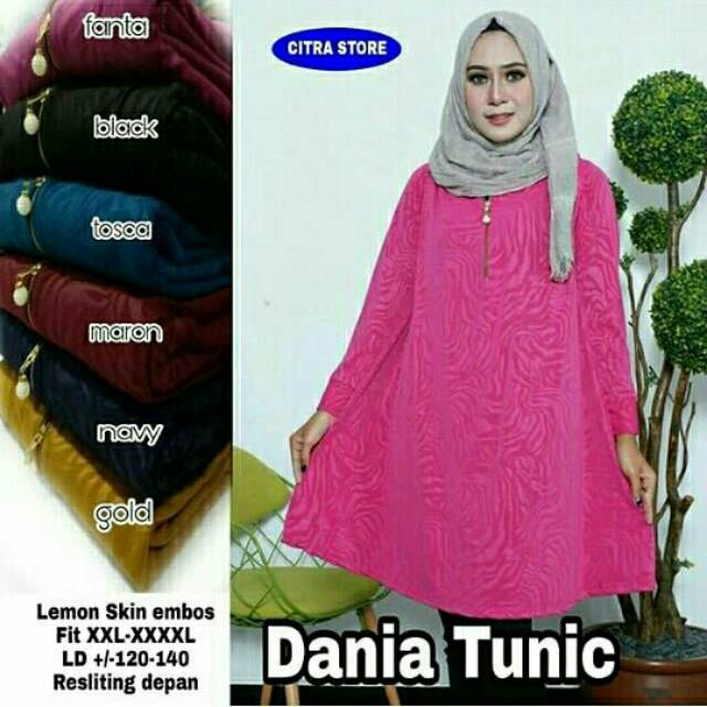 Tunik Blouse Wanita Muslim Jumbo Size Lemon Skin Emboss Dania Tunik busui