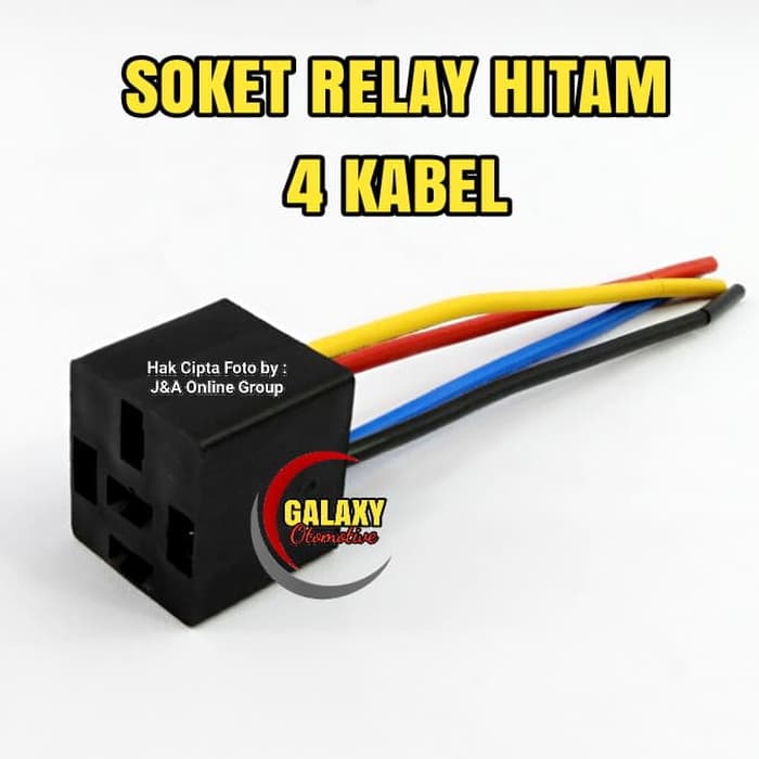 Soket Relay Hitam 4 Kabel Murni Tembaga