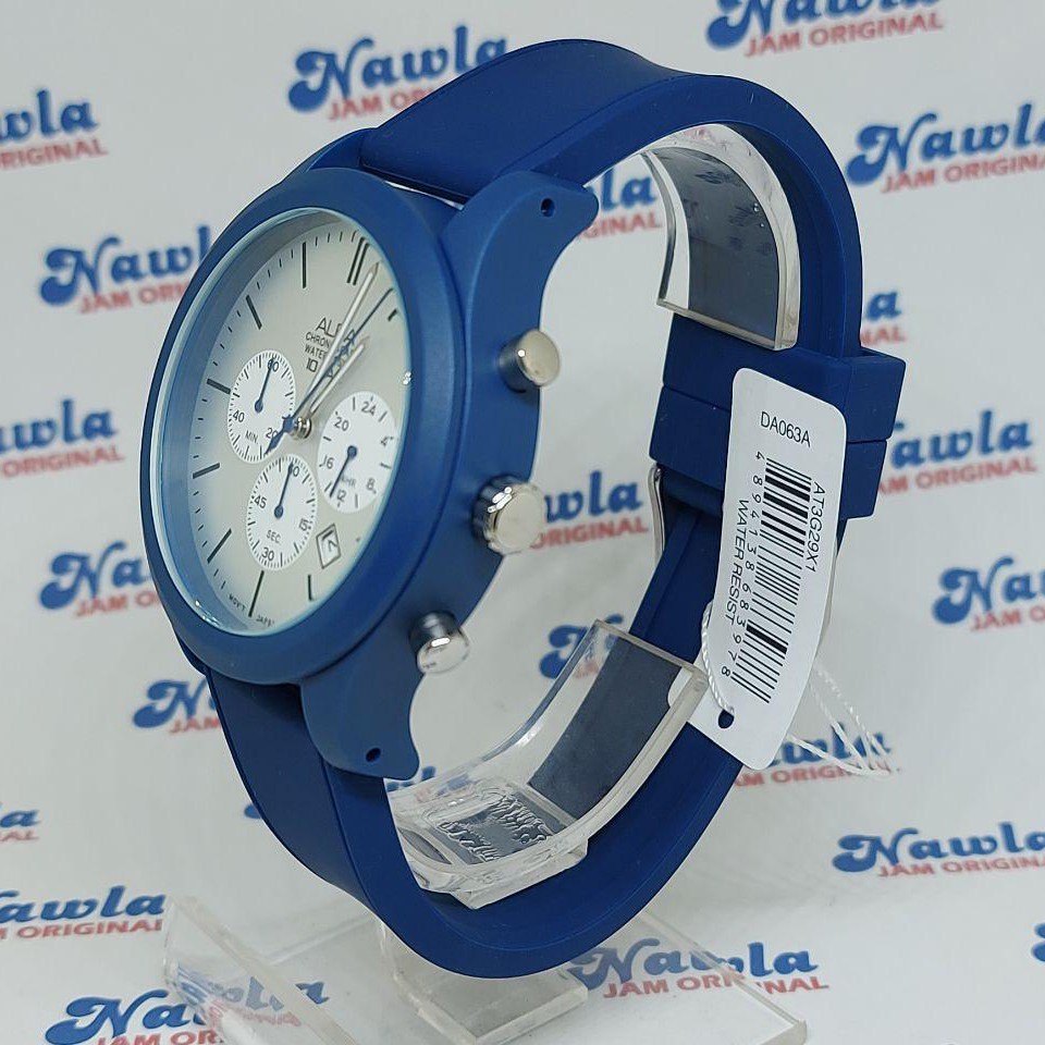 Alba Quartz AT3G29X1 Chronograph Silver Blue - Jam Tangan Pria AT3G29